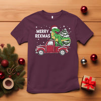 Dinosaur Christmas Tree T Shirt Merry Rexmas Xmas Pet Dino Trex Red Truck Family - Wonder Print Shop