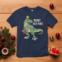 Dinosaur Christmas Tree Rex T Shirt Merry Rex-Mas Xmas Pet Dino Trex Xmas Lights - Wonder Print Shop