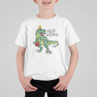 Dinosaur Christmas Tree Rex T Shirt For Kid Merry Rex-Mas Xmas Pet Dino Trex Xmas Lights - Wonder Print Shop