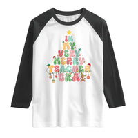 Christmas Teacher Raglan Shirt In My Very Merry Teacher Era Xmas Tree