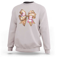 Gingerbread Coquette Bow Christmas Sweatshirt Cute Snowman Girly Xmas Gifts For Her - Wonder Print Shop