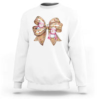 Gingerbread Coquette Bow Christmas Sweatshirt Cute Snowman Girly Xmas Gifts For Her - Wonder Print Shop