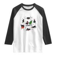 Cute Cat Christmas Raglan Shirt What? Funny Meowy Catmas Gift For New Year
