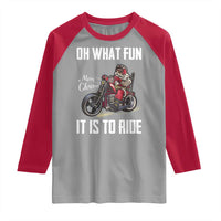 Funny Christmas Motorcycle Santa Raglan Shirt Oh What Fun It Is To Ride Motorbike Rider Xmas Gift