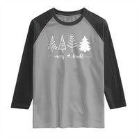 Merry and Bright Christmas Trees Raglan Shirt Holiday Tee Xmas Gift