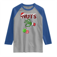 Funny Couples Christmas Raglan Shirt Chest And Nuts Matching Holiday Skeleton Hand - Wonder Print Shop