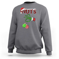 Funny Couples Christmas Sweatshirt Chest And Nuts Matching Holiday Skeleton Hand - Wonder Print Shop