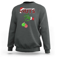 Funny Couples Christmas Sweatshirt Chest And Nuts Matching Holiday Skeleton Hand - Wonder Print Shop