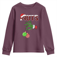 Funny Couples Christmas Youth Sweatshirt Chest And Nuts Matching Holiday Skeleton Hand - Wonder Print Shop