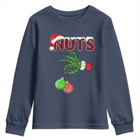 Funny Couples Christmas Youth Sweatshirt Chest And Nuts Matching Holiday Skeleton Hand - Wonder Print Shop