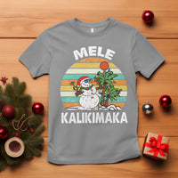 Vintage Cute Mele Kalikimaka Christmas T Shirt Funny Snowman Palm Tree Beach Tropical Xmas Gift Family Holiday - Wonder Print Shop