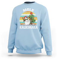 Vintage Cute Mele Kalikimaka Christmas Sweatshirt Funny Snowman Palm Tree Beach Tropical Xmas Gift Family Holiday - Wonder Print Shop