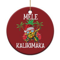 Hawaii Xmas Christmas Ornament Mele Kalikimaka Hawaiian Pineapple Xmas Lights Santa Hat - Wonder Print Shop