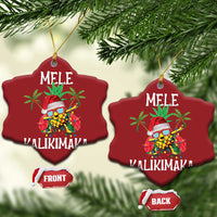 Hawaii Xmas Christmas Ornament Mele Kalikimaka Hawaiian Pineapple Xmas Lights Santa Hat - Wonder Print Shop