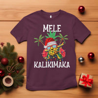 Hawaii Christmas T Shirt Mele Kalikimaka Hawaiian Pineapple Xmas Lights Santa Hat - Wonder Print Shop
