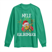 Hawaii Christmas Long Sleeve Shirt Mele Kalikimaka Hawaiian Pineapple Xmas Lights Santa Hat
