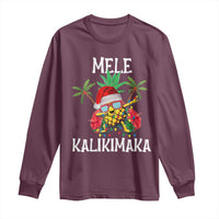 Hawaii Christmas Long Sleeve Shirt Mele Kalikimaka Hawaiian Pineapple Xmas Lights Santa Hat