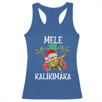 Hawaii Christmas Racerback Tank Top Mele Kalikimaka Hawaiian Pineapple Xmas Lights Santa Hat