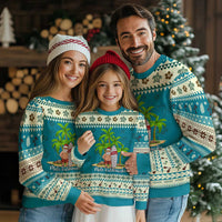 Mele Kalikimaka Hawaiian Ugly Christmas Sweater Hawaii Santa Xmas Beach Family Vacation - Wonder Print Shop