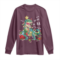 Dinosaur Christmas Long Sleeve Shirt Tree Lights Xmas Boys Men
