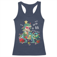 Dinosaur Christmas Racerback Tank Top Tree Lights Xmas Boys Men