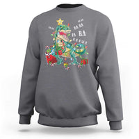Dinosaur Christmas Sweatshirt Tree Lights Xmas Boys Men - Wonder Print Shop