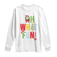 Funny Christmas Santa Long Sleeve Shirt Oh What Fun Christmas Tree And Wreath