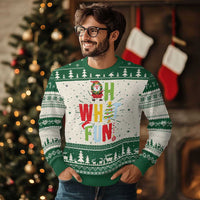 Funny Xmas Santa Ugly Christmas Sweater Oh What Fun Christmas Tree And Wreath - Wonder Print Shop