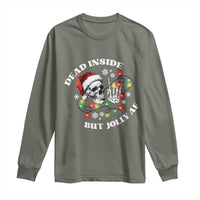 Christmas Skeleton Long Sleeve Shirt Dead Inside But Jolly AF Festive Sarcastic Snarky Skull