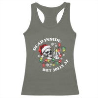 Christmas Skeleton Racerback Tank Top Dead Inside But Jolly AF Festive Sarcastic Snarky Skull