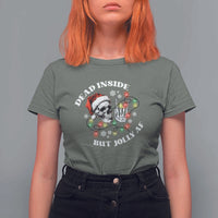 Christmas Skeleton T Shirt For Women Dead Inside But Jolly AF Festive Sarcastic Snarky Skull - Wonder Print Shop