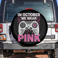 In October We Wear Pink Breast Cancer Awareness Spare Tire Cover Pink Ribbon Gaming Kids Boys Youth Video Game