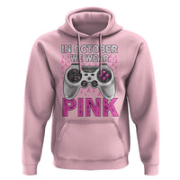 In October We Wear Pink Breast Cancer Awareness Hoodie Pink Ribbon Gaming Kids Boys Youth Video Game