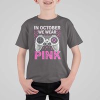 In October We Wear Pink Breast Cancer Awareness T Shirt For Kid Pink Ribbon Gaming Kids Boys Youth Video Game - Wonder Print Shop