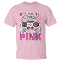 In October We Wear Pink Breast Cancer Awareness T Shirt Pink Ribbon Gaming Kids Boys Youth Video Game - Wonder Print Shop