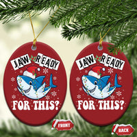 Funny Christmas Ornament Sharkmas Shark Lights Red Santa Hat Jaw Ready For This - Wonder Print Shop