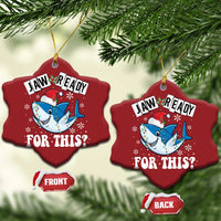 Funny Christmas Ornament Sharkmas Shark Lights Red Santa Hat Jaw Ready For This - Wonder Print Shop