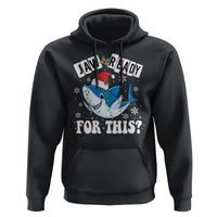 Funny Christmas Hoodie Sharkmas Shark Lights Red Santa Hat Jaw Ready For This