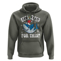 Funny Christmas Hoodie Sharkmas Shark Lights Red Santa Hat Jaw Ready For This
