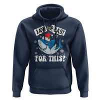Funny Christmas Hoodie Sharkmas Shark Lights Red Santa Hat Jaw Ready For This