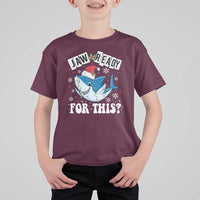 Funny Christmas T Shirt For Kid Sharkmas Shark Lights Red Santa Hat Jaw Ready For This - Wonder Print Shop