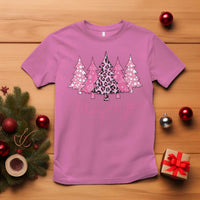 Christmas Pink T Shirt Leopard Print Trees - Wonder Print Shop