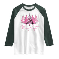 Pink Christmas Raglan Shirt Leopard Print Trees