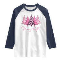 Pink Christmas Raglan Shirt Leopard Print Trees