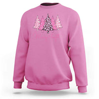 Christmas Pink Sweatshirt Leopard Print Trees - Wonder Print Shop