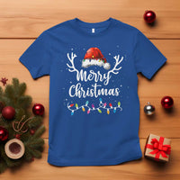 Merry Christmas T Shirt Lights Red Santa Hat Xmas Family Matching - Wonder Print Shop