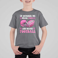 Football Breast Cancer Awareness T Shirt For Kid Coquette Football In October We Wear Pink Ghost Halloween Pink Ribbon - Wonder Print Shop