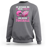 Football Breast Cancer Awareness Sweatshirt Coquette Football In October We Wear Pink Ghost Halloween Pink Ribbon - Wonder Print Shop