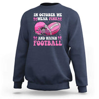 Football Breast Cancer Awareness Sweatshirt Coquette Football In October We Wear Pink Ghost Halloween Pink Ribbon - Wonder Print Shop