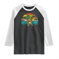 Dabbing Pineapple Christmas Tree Lights Raglan Shirt Hawaiian Hawaii Tropical Xmas Men Gifts Sunglasses On